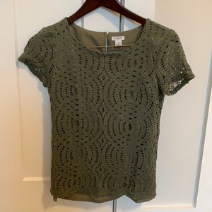 Jcrew Olive Lace Top